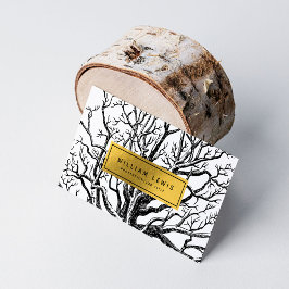 素朴白黒金ゴールド抽象芸術ツリーの分岐 名刺