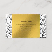 素朴白黒金ゴールド抽象芸術ツリーの分岐 名刺 (裏面)