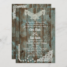 素朴真珠とレースの結婚式の招待