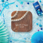 素朴真珠と納屋の木材カントリーウェディング ペーパープレート (パーティー)