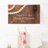 素朴真珠と納屋の木材カントリーウェディング 横断幕 (インサイチュ)