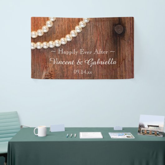 素朴真珠と納屋の木材カントリーウェディング 横断幕 (トレードショー)