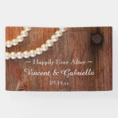 素朴真珠と納屋の木材カントリーウェディング 横断幕 (横)