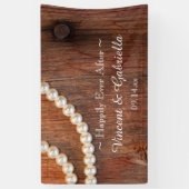 素朴真珠と納屋の木材カントリーウェディング 横断幕 (縦)