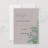 素朴石板グレーと植物性の緑の葉RSVP 招待状 (正面)