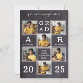 素朴石板6写真カスタム卒業ユニーク 招待状 (正面)