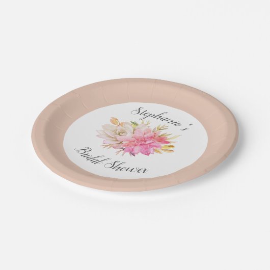 素朴砂漠多肉類ブライダルシャワー ペーパープレート (アングル)