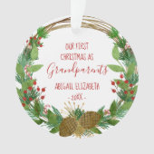 素朴祖父母クリスマスベビー写真の追加 オーナメント (正面)