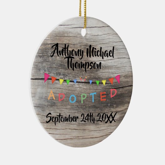 素朴私は-旗のカスタムの名前日付採用されました セラミックオーナメント (右)