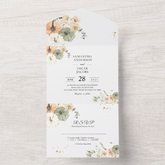 素朴秋が全て結婚ある オールインワン招待状 (内側)