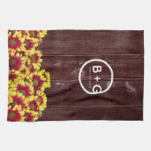 素朴秋のひまわり結婚は キッチンタオル (横)