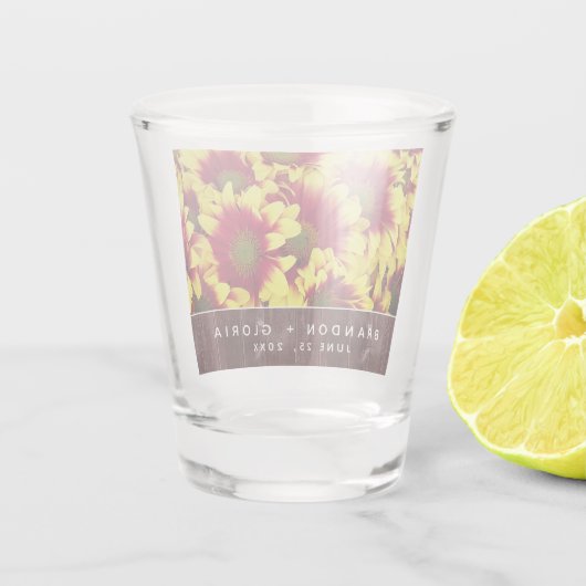 素朴秋のひまわり結婚は ショットグラス (裏面)