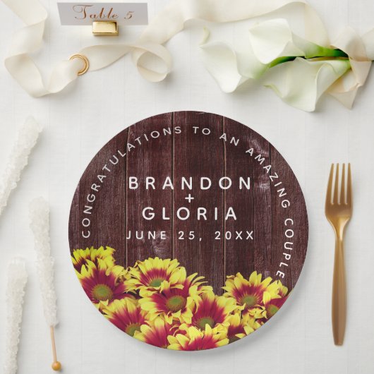 素朴秋のひまわり結婚は ペーパープレート (ウェディング)