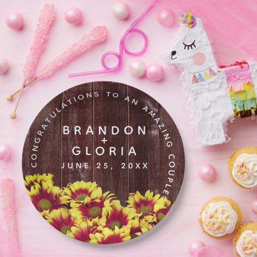 素朴秋のひまわり結婚は ペーパープレート (パーティー)