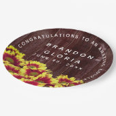 素朴秋のひまわり結婚は ペーパープレート (アングル)