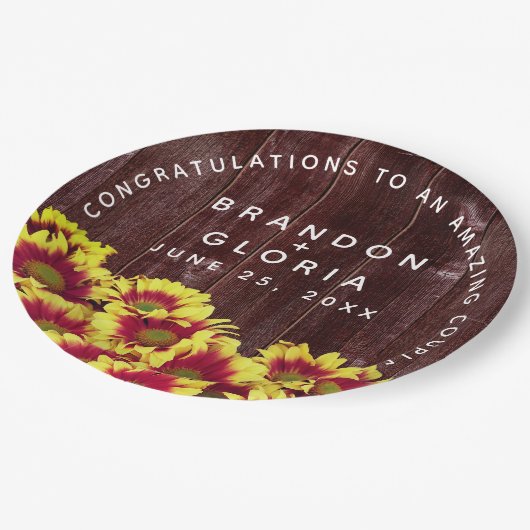 素朴秋のひまわり結婚は ペーパープレート (アングル)