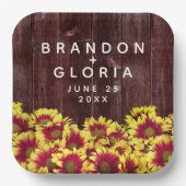 素朴秋のひまわり結婚は ペーパープレート (正面)