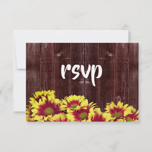 素朴秋のひまわり結婚は 出欠カード (裏面)