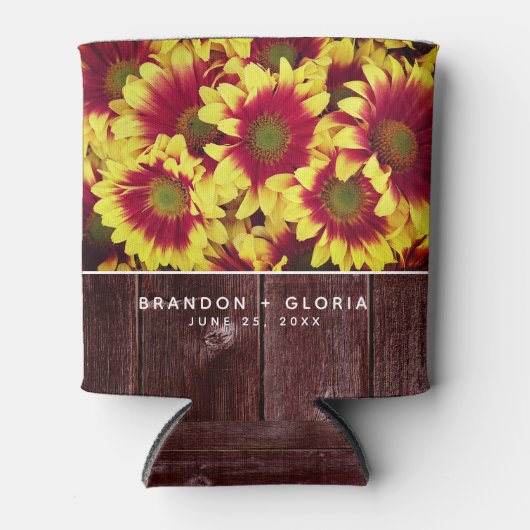 素朴秋のひまわり結婚は 缶クーラー (正面)