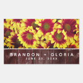 素朴秋のひまわり結婚は 長方形シール (正面)