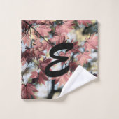 素朴秋のカエデ離れの赤いピンク バスタオルセット (ウォッシュタオル)