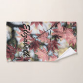 素朴秋のカエデ離れの赤いピンク バスタオルセット (ハンドタオル)