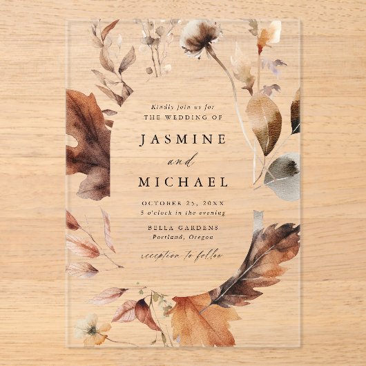 素朴秋のフローラフレ結婚ーム アクリル招待状 (正面)
