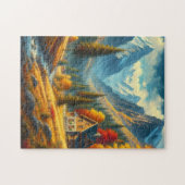 素朴秋の山荘&川 ジグソーパズル (横)