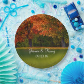 素朴秋の結婚式のパーソナライズ可能な名前日付 ペーパープレート (パーティー)