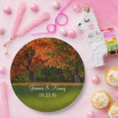 素朴秋の結婚式のパーソナライズ可能な名前日付 ペーパープレート (パーティー)