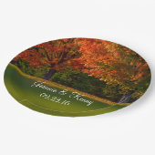 素朴秋の結婚式のパーソナライズ可能な名前日付 ペーパープレート (アングル)