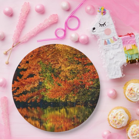 素朴秋の結婚式カラー秋の反射 ペーパープレート (パーティー)