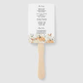 素朴秋の結婚式プログラムファン | パンプキンとフローラ ハンドファン (裏面)