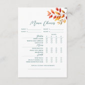 素朴秋の結婚式メニュー選択カード エンクロージャーカード (正面)
