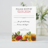 素朴秋の結婚式レッドローゼスRSVPカード 出欠カード (スタンド正面)