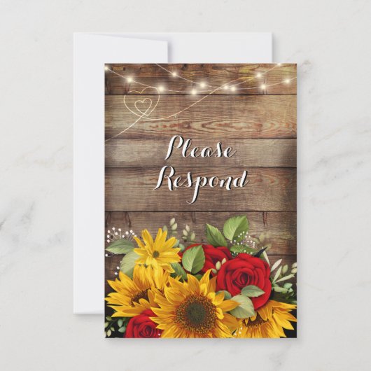 素朴秋の結婚式レッドローゼスRSVPカード 出欠カード (裏面)