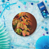 素朴秋の結婚式秋の紅葉写真葉 ペーパープレート (パーティー)