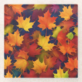 素朴秋の葉コースター ガラスコースター (正面)