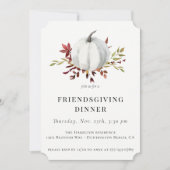 素朴秋の葉ホワイトカボチャのフレンドリー 招待状 (正面)