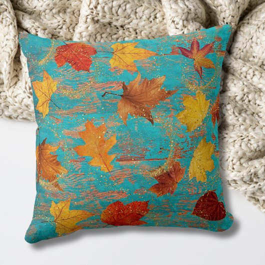 素朴秋の赤葉とパンプキンス感動的 クッション