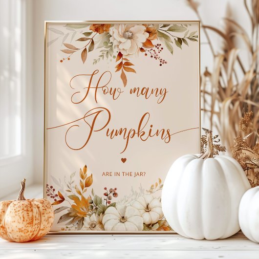 素朴秋はカボチャの赤ちゃんシャワーの数を推測する ポスター