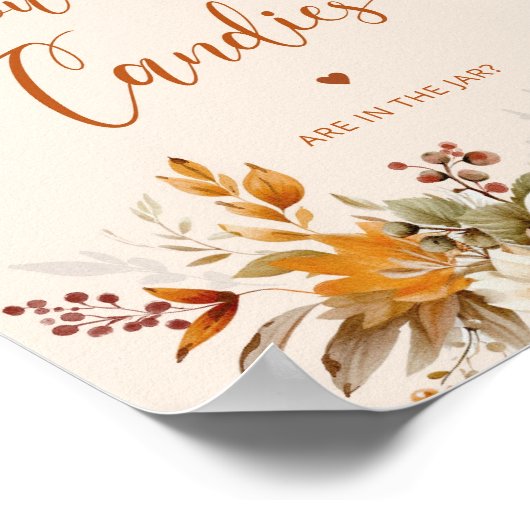 素朴秋はキャンディーの赤ちゃんシャワーの数を推測する ポスター (角)