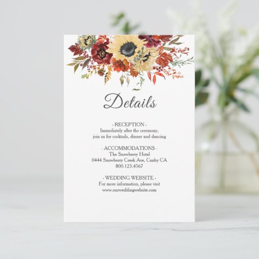 素朴秋ひまわりフローラパンプキン結婚ズ エンクロージャーカード (スタンド正面)