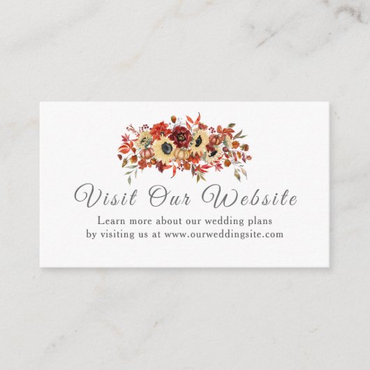 素朴秋ひまわりフローラパンプキン結婚ズ エンクロージャーカード (正面)