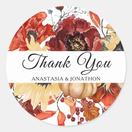 素朴秋ひまわりフローラパンプキン結婚ズ ラウンドシール (正面)