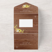 素朴秋ひまわり灯明ウッドズ結婚ライト オールインワン招待状 (外側)