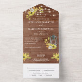 素朴秋ひまわり灯明ウッドズ結婚ライト オールインワン招待状 (内側)