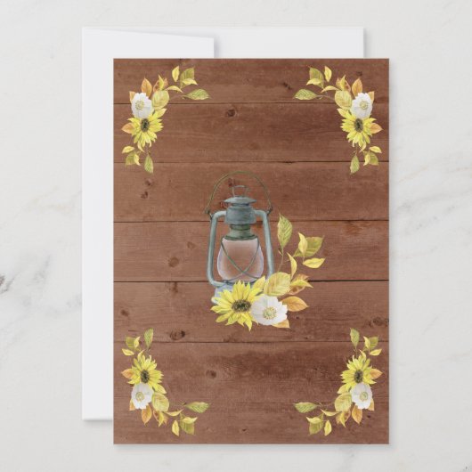 素朴秋ひまわり灯明ウッドズ結婚ライト 招待状 (裏面)