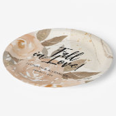 素朴秋インラブピーチフラワーズ ペーパープレート (アングル)