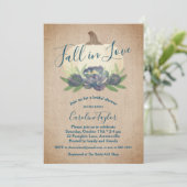 素朴秋インラブブルーフローラブライダルシャワー 招待状 (スタンド正面)